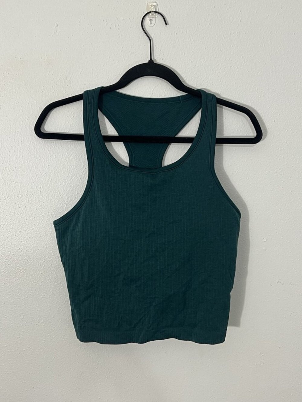 Lululemon Ebb To Street Cropped Racerback Tank Top Size 12 Teal Square Dot